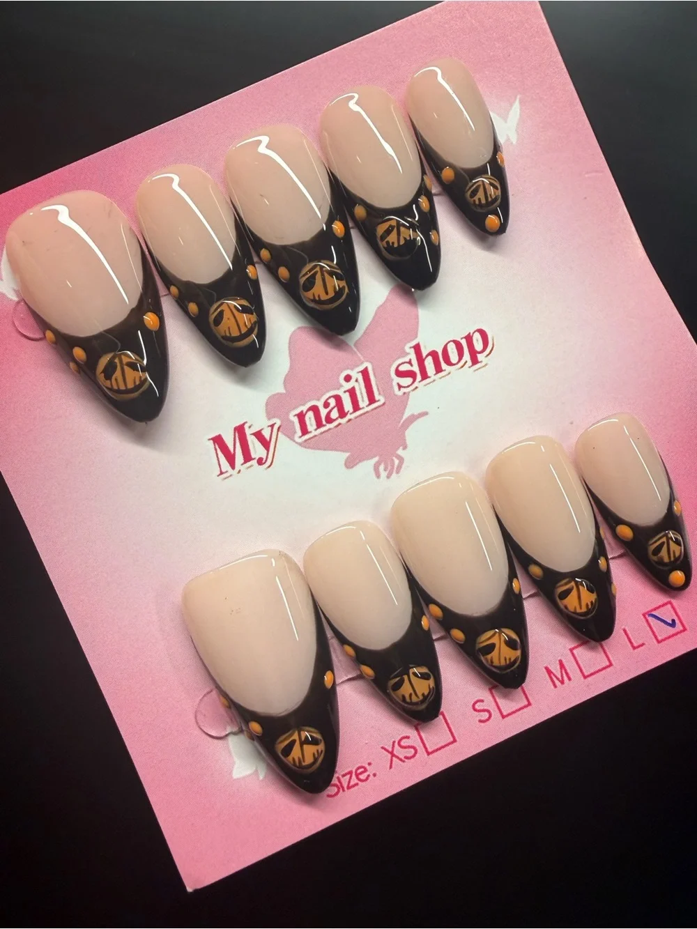 Halloween Black Tips Press-On Nails Large